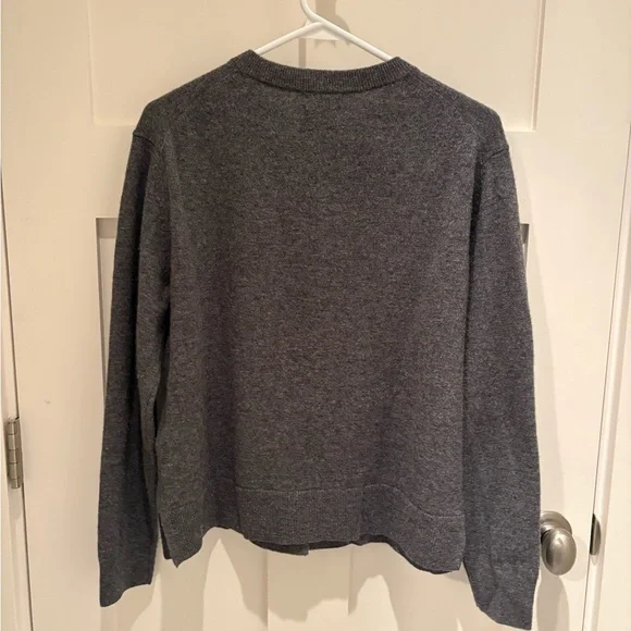 Massimo Dutti Charcoal Gray Button-Front Wool Cashmere Crewneck Cardigan Size M - Picture 2 of 5